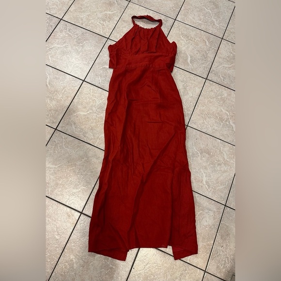 Banana Republic Elegant Red Halter Maxi Dress Size 0 - Picture 1 of 5